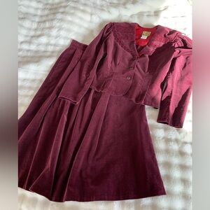 Gunne Sax by Jessica McClintock Vintage 80s Velveteen 2 Piece Set